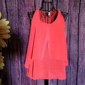 Divided Neon Orange Faux Chiffon Top
